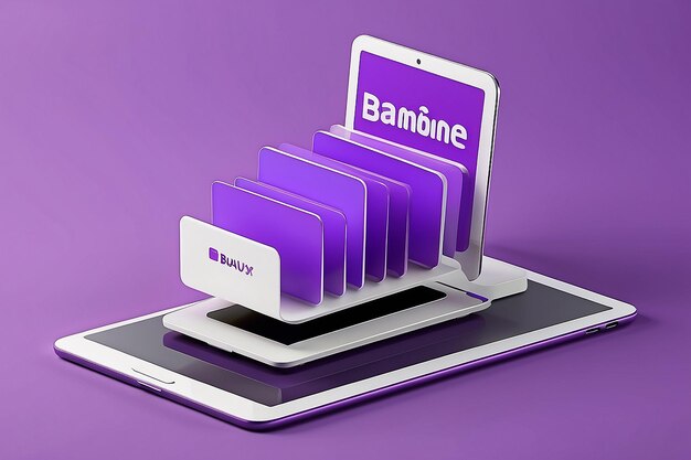 Abstract background with a search bar on a purple background the concept of online shopping online store bank card packages purchases delivery mock up 3d rendering