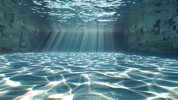 Abstract background with a shallow pool under water sun rays and glare 3D rendering