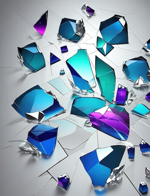 Abstract background with shattered glass effect and fragmented shapes