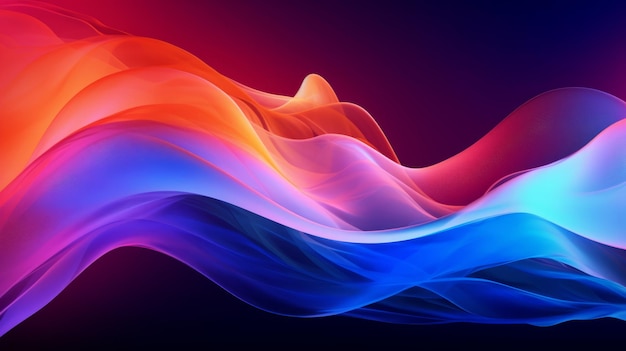 Абстрактный фон с плавными линиями сине-оранжевого и фиолетового цветов Генеративный AI