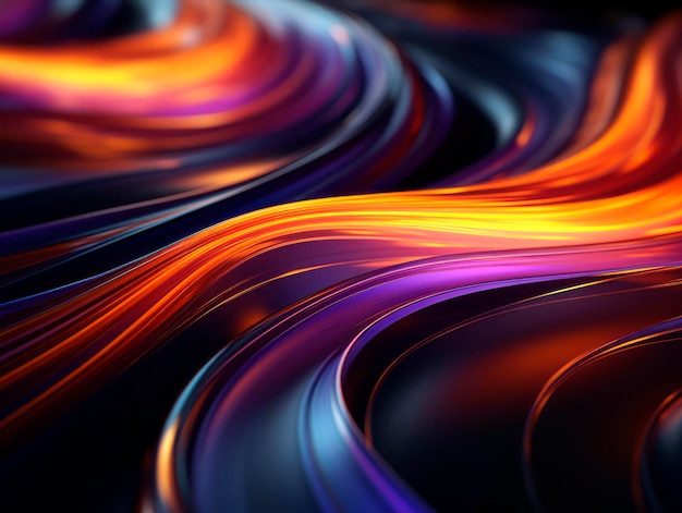 Abstract background with smooth lines in blue orange and purple colors Generative AI