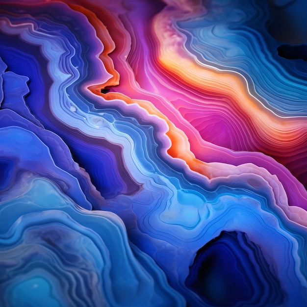 абстрактный фон с гладкими линиями в синем, фиолетовом и оранжевом цветах
