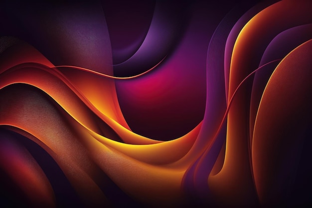 Абстрактный фон с плавными линиями оранжево-фиолетового и желтого цветов Генеративный AI