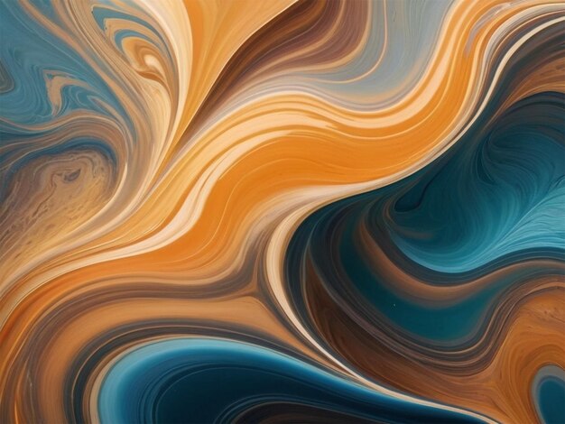 オレンジと青の色で滑らかな線と波を持つ抽象的な背景