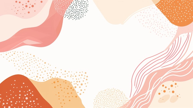 Abstract background with smooth waves shapes and dots warm color palette over white backdrop