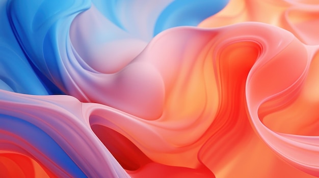 abstract background with smooth wavy lines in blue and orange colors Generative AI