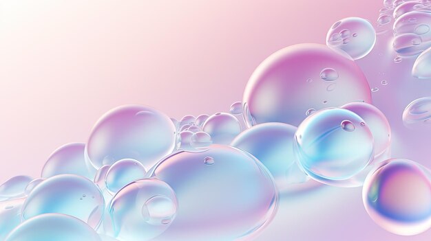 Abstract background with soft bubbles in pink and blue light Holographic bubbles backdrop