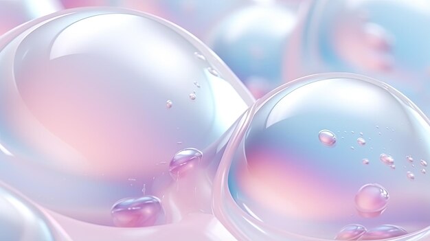 Abstract background with soft bubbles in pink and blue light Holographic bubbles backdrop