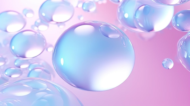 Abstract background with soft bubbles in pink and blue light Holographic bubbles backdrop