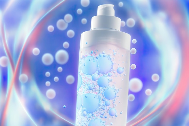 Abstract background with soft focus cosmetic moisturizing water micellar toner or emulsion