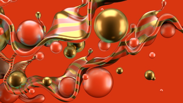 Abstract background with splash and ball. 3d illustration, 3d rendering.