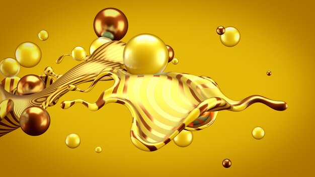 Abstract background with splash and ball.
3d illustration, 3d rendering.