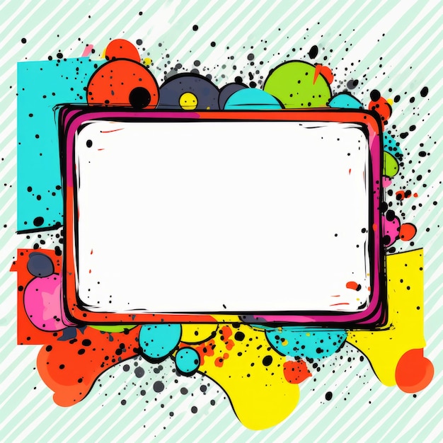 Photo an abstract background with a square frame and paint splatters