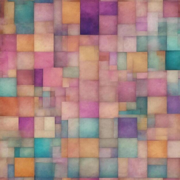 Abstract background with squares in pastel colors and grunge textures