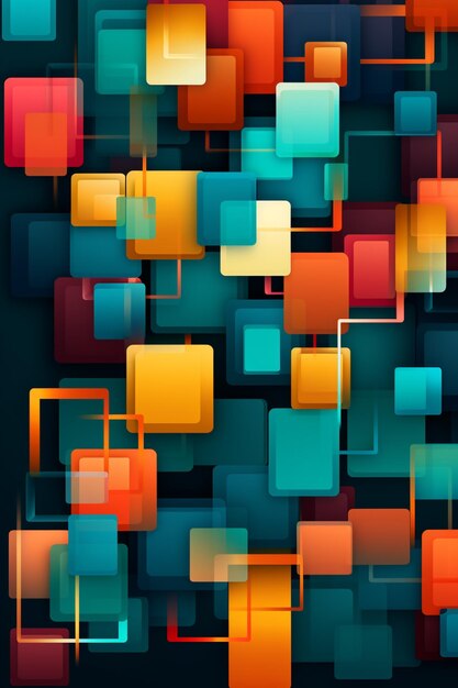 abstract background with squares and rectangles in orange generative ai