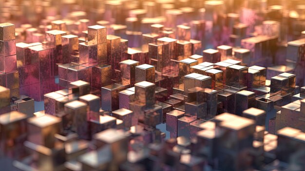 Абстрактный фон со структурой кубов Цветные кубики текстура для технологического фона Сгенерированный ИИ