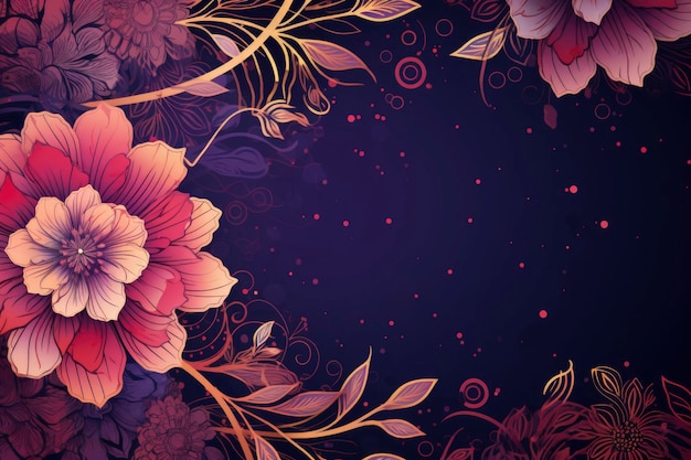 Abstract background with violet purple color flower pattern