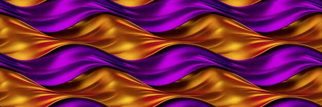 Abstract Background with Wave Bright Gold and Purple Gradient Silk Fabric