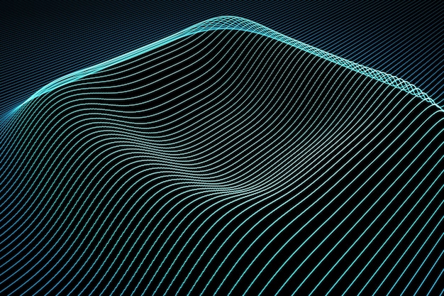 Abstract background with wavy color lines. Animation ripples on surface from neon lines. 3d illustration