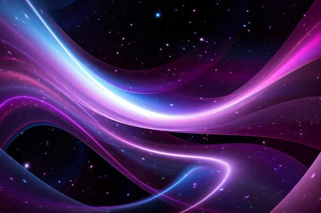 Abstract background with wavy lines and glowing stars