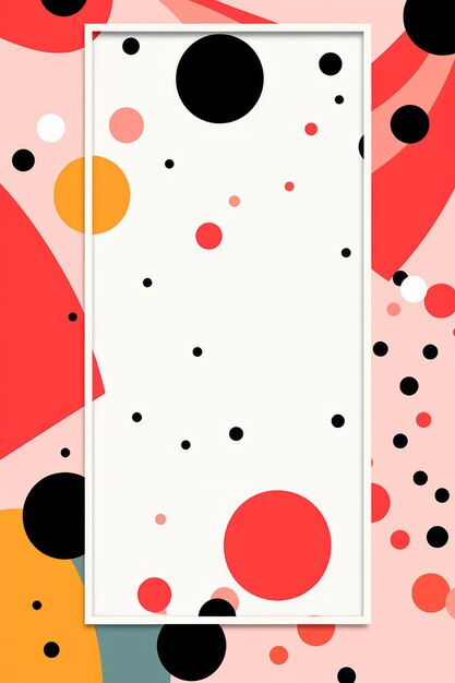 Photo an abstract background with a white frame and black and red polka dots