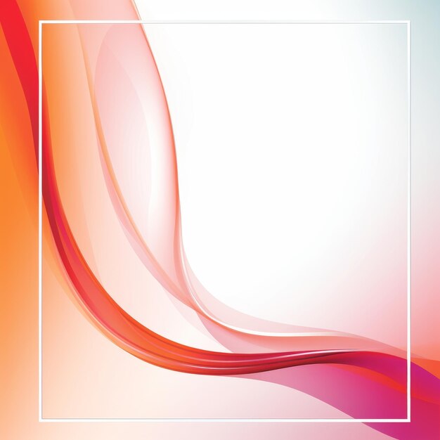 An abstract background with a white frame and red and orange waves