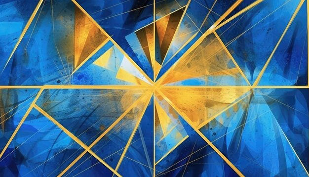 An abstract background with yellow gold blue Generative AI