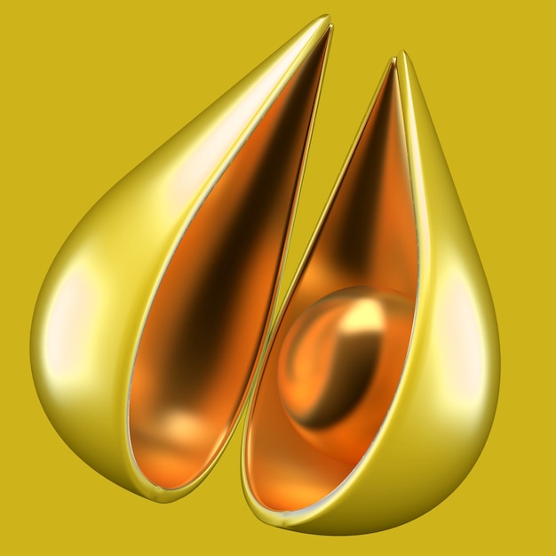 Photo abstract background with yellow and gold shape. 3d illustration,