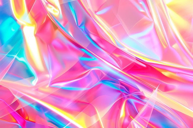 abstract background Y2K retro style bright neon colors holographic reflective and glitter effect