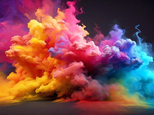 Abstract backgrounds of colorful rainbow smoke create a physical structure explosion AI Generated