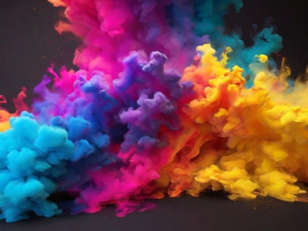 Abstract backgrounds of colorful rainbow smoke create a physical structure explosion AI Generated