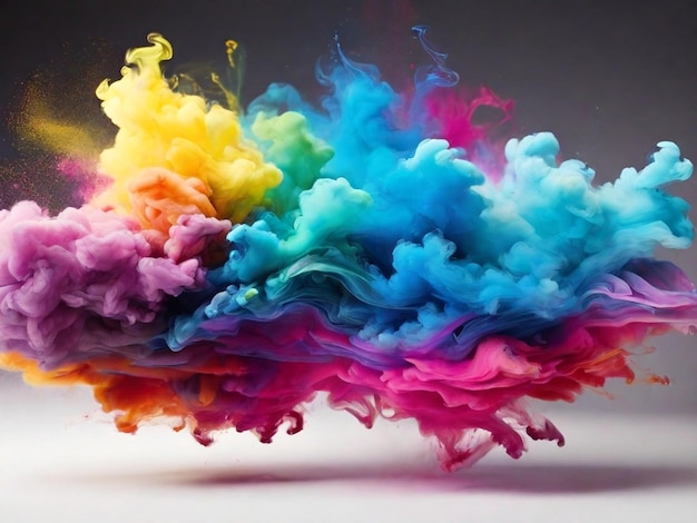 Abstract backgrounds of colorful rainbow smoke create a physical structure explosion AI Generated