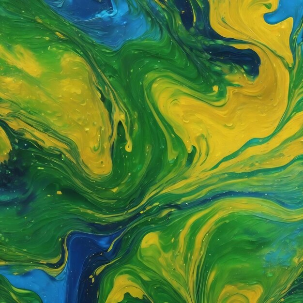 Abstract backgrounds oil paint and water green yellow blue generative ai