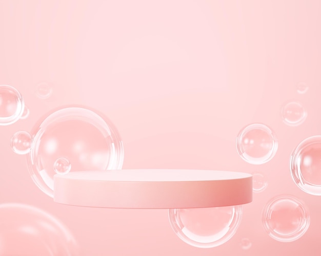 Abstract balls on pink pastel background Minimalist podium for beauty product showcase presentation