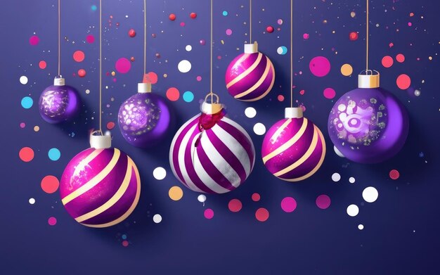 Abstract banner with purple christmas balls