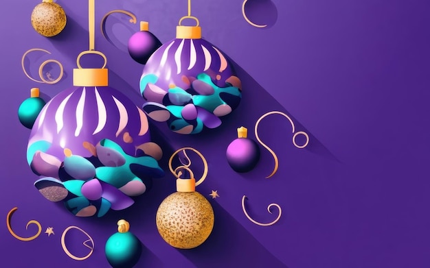 Abstract banner with purple christmas balls