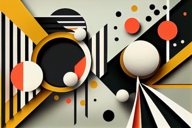 Abstract bauhaus background minimal geometric style with geometry figures and shapes circle triangle square Human psychology and mental health concept illustration