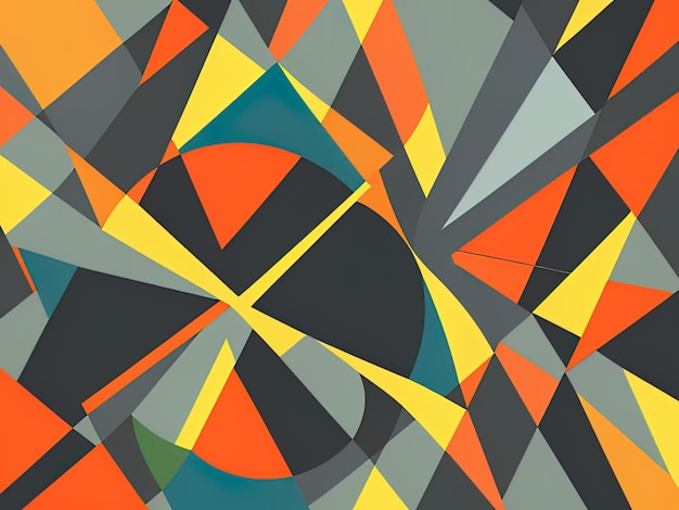 Abstract Bauhaus geometric pattern background vector circle triangle and square lines color art design with Generative AI