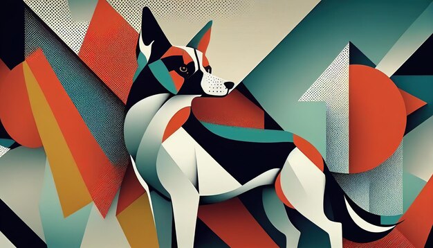 Photo abstract bauhaus style background aesthetic bauhaus dog