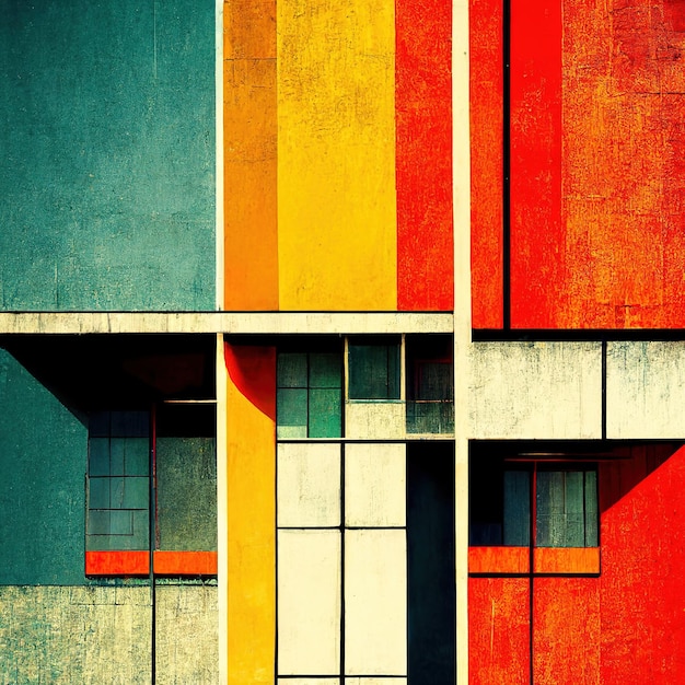 Abstract Bauhaus style background Trendy aesthetic Bauhaus architecture design Digital art