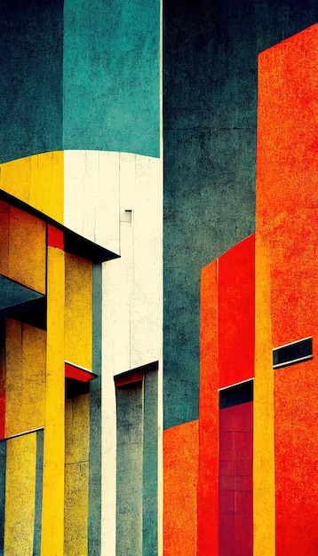 Abstract Bauhaus style background Trendy aesthetic Bauhaus architecture design Digital art