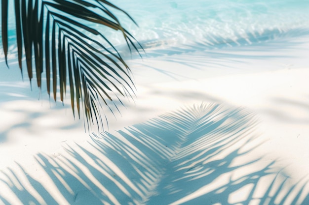 パームの葉の影と日光の抽象的なビーチの背景