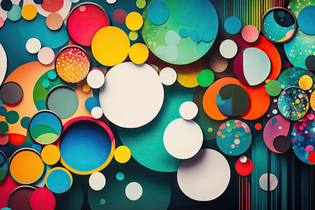 Abstract beautiful collage of multicolored circles on modern art collage background created with gen