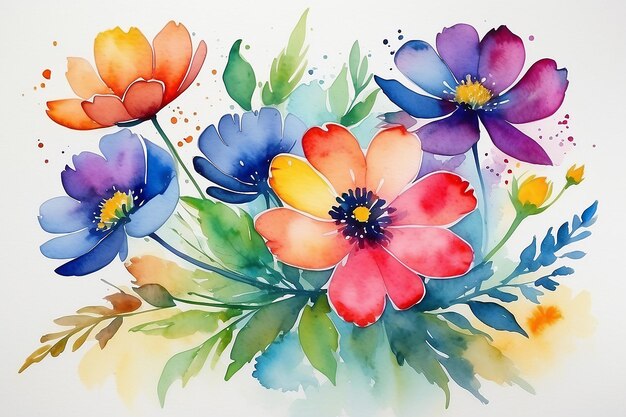 Photo abstract beautiful colorful floral watercolor painting