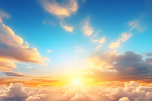 Abstract beautiful sunset blue sky background with sunny cloud