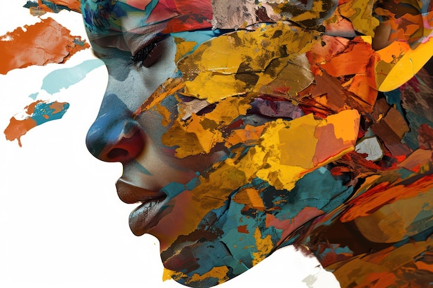 Abstract Beauty A Creative Portrait of a Young Woman with a Painted Face Sensual and Modern