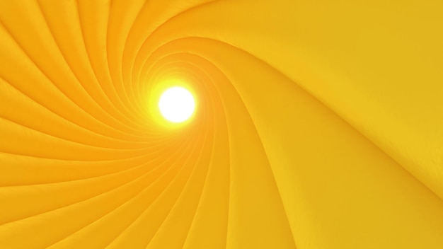 Abstract beeld van een werveling van een gele tunnelgeometrische background3d rendering
