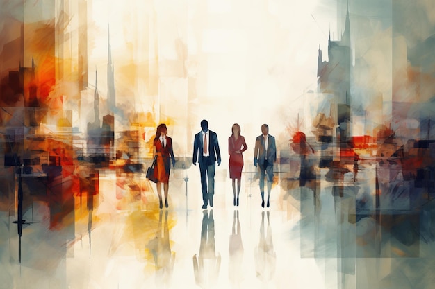 Abstract beeld van zakenlieden die op straat lopen