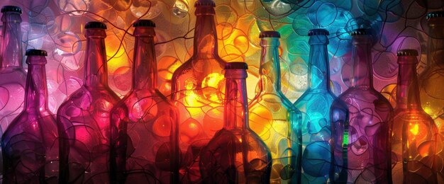 Abstract Beer Bottles Bold Patterns Vibrant Colors International Beer Day Background