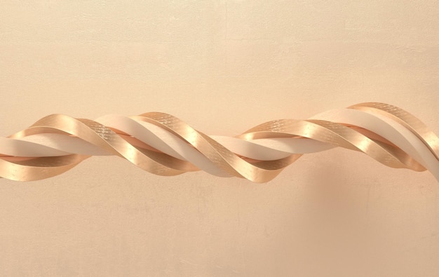 Фото Абстрактные бежевые и золотые витые геометрические формы волн современный фон 3d-рендеринга